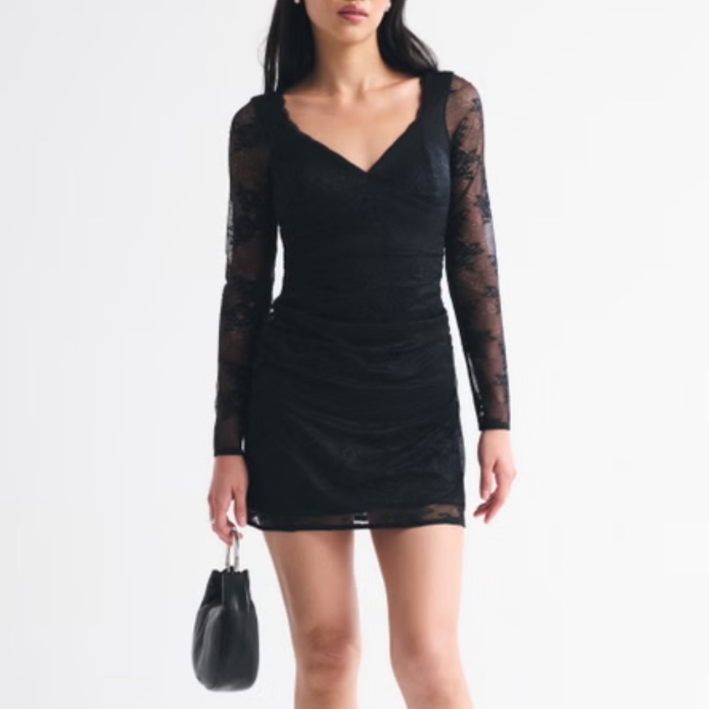 Abercrombie & Fitch Zoe Bra-Free Long-Sleeve Lace Mini Dress